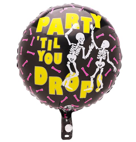 Toyland® Helium-Ballon, rund, 45,7 cm, "Party Til You Drop", Skellington, für Halloween-Party-Dekorationen von Toyland