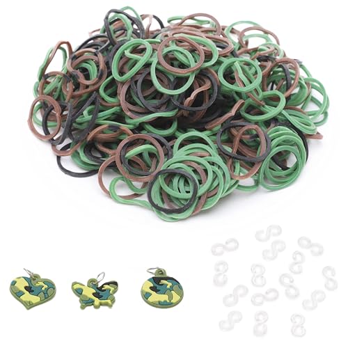 Toyland® Loom Band Nachfüllpackung – 300 Loom Bands mit Clips und Anhängern inklusive (Camouflage) von Toyland