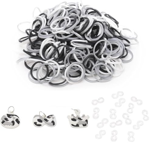 Toyland® Loom Band Nachfüllpackung – 300 Loom Bands mit Clips und Anhängern Inklusive (Schwarz & Weiß) von Toyland