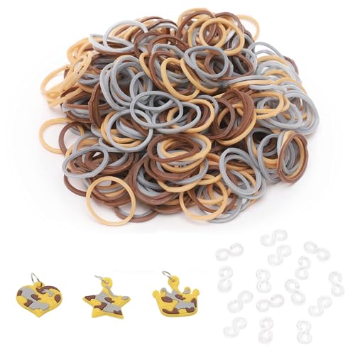 Toyland® Loom Band Nachfüllpackung – 300 Loom Bands mit Clips und Anhängern im Lieferumfang Enthalten (Braun) von Toyland