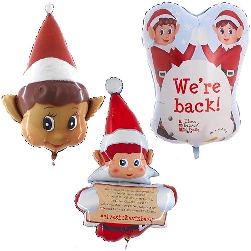 Toyland® Packung mit 3 Folienballons „Elves Behavin Badly“ – Weihnachtsparty-Dekoration – Weihnachtsballons von Toyland