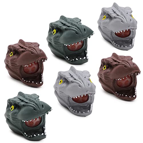 Toyland® Packung mit 6 – Quetschperlen gefüllte Dinosaurierköpfe – Neuartiges sensorisches Quetschspielzeug – Partytütenfüller von Toyland