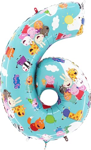 Toyland® Folienballon Peppa Wutz, George & Friends, 66 cm – Kinder-Party-Luftballons – Nummer 1–6 erhältlich von Toyland