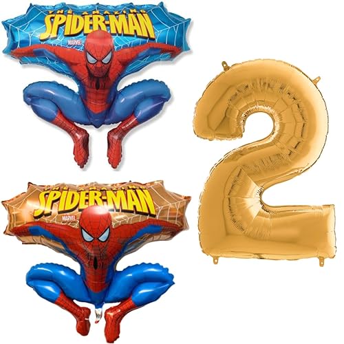 Toyland® Spiderman-Folienballon-Set – 2 x 32-Zoll-Charakterballons und 1 x 40-Zoll-Zahlenballon – Partydekorationen für Kinder von Toyland