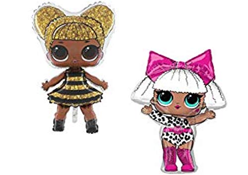 Packung mit 2-35 "LOL Überraschungsfolienballons - Queen Bee + Diva Girl - LOL Party von Toyland