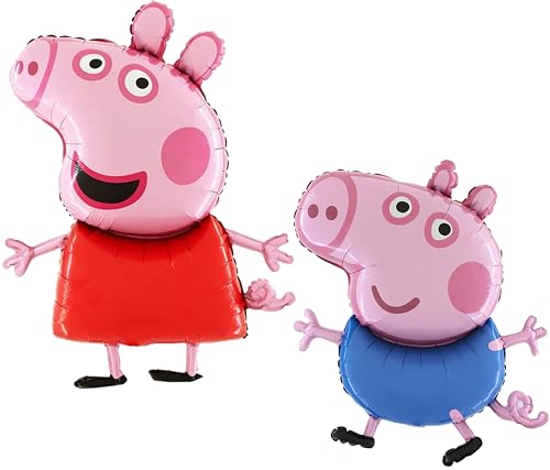 Packung mit 2-37 Zoll Riesen Jumbo Größe Peppa Pig & George Pig Charakter Folienballon - Party Ballons von Toyland