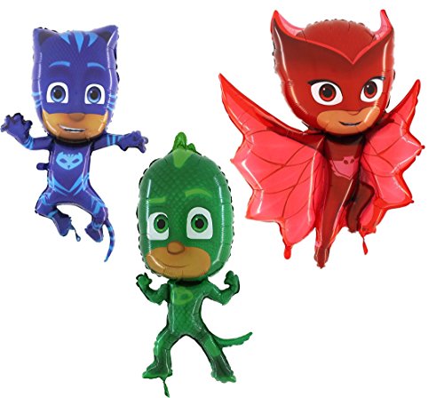 PJ MASKEN Set von 3 Folie Form Charakter Ballons - Catboy, Gekko & Owlette - Kinder Party Supplies PJ MASKEN Set von 3 Folie Form Charakter Ballons - Catboy, Gekko & Owlette - Kinder Party Supplies von Toyland
