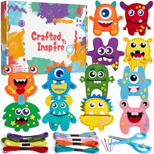 Toylink Filz Nähset Kinder, 12Pcs Monster Bastelset Basteln Kinder ab 4 5 6 7 8 Jahre, Nähen mit Farbige Stickgarn Füllwatte, Kindergeburtstag Kreativ DIY Set Basteln Geschenk für Jungen Mädchen Toylink Filz Nähset Kinder, 12Pcs Monster Bastelset Basteln Kinder ab 4 5 6 7 8 Jahre, Nähen mit Farbige Stickgarn Füllwatte, Kindergeburtstag Kreativ DIY Set Basteln Geschenk für Jungen Mädchen von Toylink