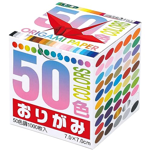 Origami-Papier, 50 Farben 7,0 cm, 1000 Blatt, Großpackung Nr. 001024 von Toyo