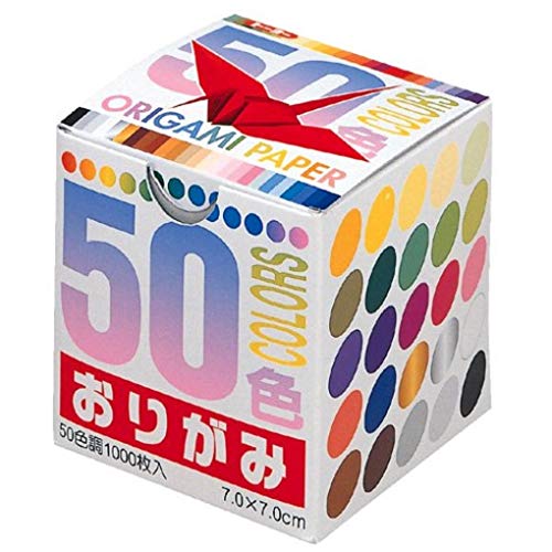 Origami-Papier, 50 Farben 7,0 cm, 1000 Blatt, Großpackung Nr. 001024 von Toyo