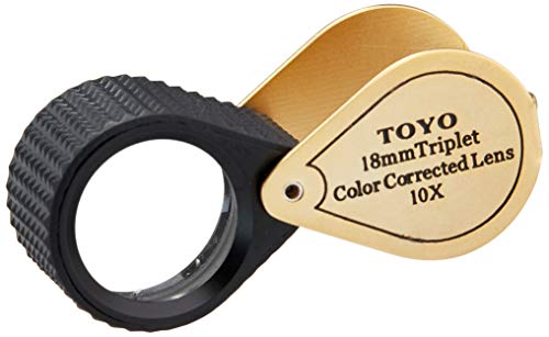 Toyo 10 x 18-G Professionelle Juwelierlupe 10-fache Vergrößerung mit 18 mm Tripletlinse, goldfarben von Toyo