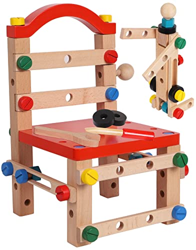 Toys of Wood Oxford TOWO Reines Holz Schrauben und Muttern Spielzeugset - BAU Werkbank Stuhl - Holzbausätze für Kinder - Holzspielzeug ab 4 Jahren von Toys of Wood Oxford