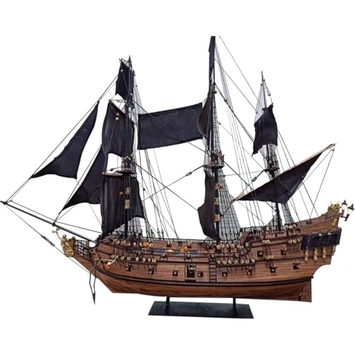 ToysWeltX 1/50 Mittelalterlicher Black Pearl Holzbausatz, Piratenschiff Serie Holzbausatz (Bausatz Version) von ToysWeltX