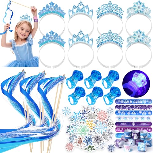 Frozen Mitgebsel Kindergeburtstag Mädchen Elsa Bandstäbe Zauberstab Haarreif Blinkender Ring Schnapparmband Aufkleber Eiskönigin Give Away Mitbringsel Geburtstag Party Kindergeburtstag Gastgeschenk von Toyssa
