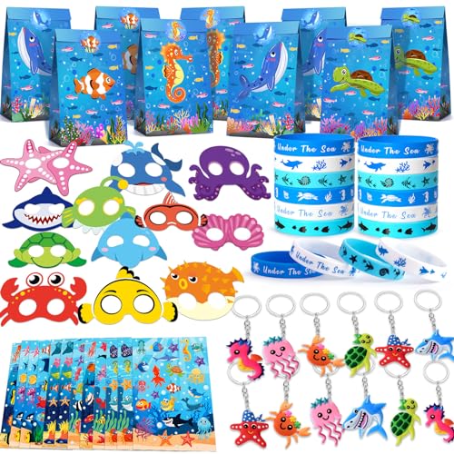 Meerestiere Party Mitgebsel Kindergeburtstag Gastgeschenke mit Tiermasken, Silikon Armbänder, Schlüsselanhänger, Unterwasserwelt Give Aways Kindergeburtstag Pinata Füllung für Kinder Jungen Mädchen Meerestiere Party Mitgebsel Kindergeburtstag Gastgeschenke mit Tiermasken, Silikon Armbänder, Schlüsselanhänger, Unterwasserwelt Give Aways Kindergeburtstag Pinata Füllung für Kinder Jungen Mädchen von Toyssa