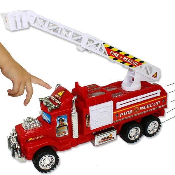 Großes Feuerwehrauto, Spielzeug-Feuerwehr mit ausfahrbarer Leiter von Toytrade M.C. Biermann GmbH