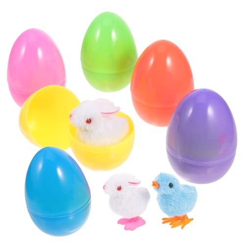 Toyvian 1 Satz Eierschalen-Kaninchen-Hühner-Set Plüschhasen und -küken zum Aufziehen Hase und springendes Küken zum Aufziehen für kinderspielzeug Partygeschenk Osterdeko von Toyvian