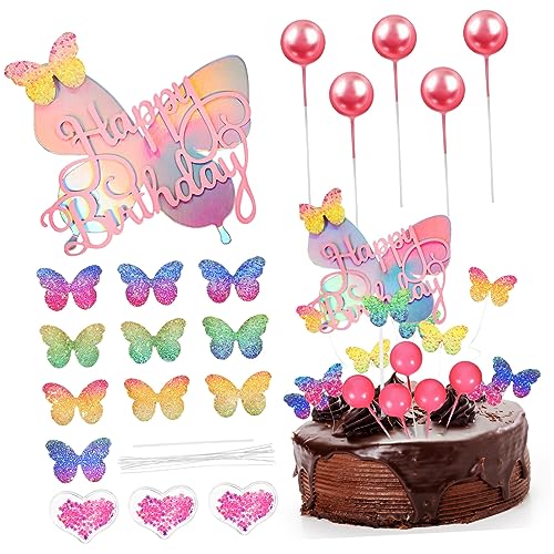 Toyvian 1 Satz Kucheneinsatz haargummi totenkopf Mini-Luftballons Schmetterling rosa deko Dessert-Topper Kuchen Topper Fee Pappbecher Requisiten schmücken Zylinder Papier von Toyvian