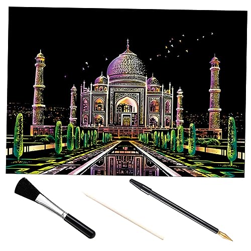 Toyvian 1 Satz Notizen abkratzen kratzbilder schulmalfarben gold stift bastelkasten goldstifte kinderdecken gold pen Zeichenpapier kratzen Kratzpapiere für Kratzmalerei Bambus Black von Toyvian