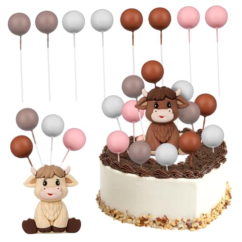 Toyvian Tier Kuchen Topper Set Highland Kuh Baby Dusche Cupcake Topper Party Dekorationen Bauernhof Tier Themen von Toyvian