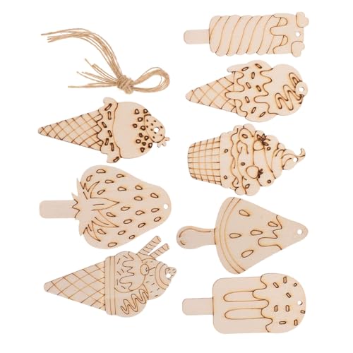 Toyvian 1 Satz Sommerliche Dekorationen Holzhandwerk Graffiti-holzausschnitte Unfertiger Holzchip Anhänger Aus Unvollendeten Holzausschnitten Leere Holzspäne Khaki Hölzern von Toyvian