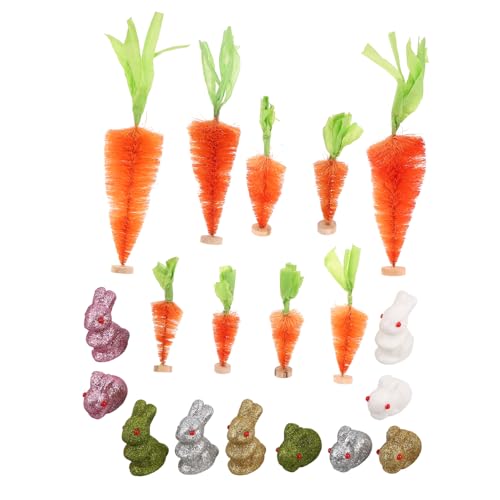 Toyvian 1 Set Osterhasen Figuren Gefälschte Karotten Glitzer Spring Kaninchen Statue Tier Skulptur Tisch Herzstück DIY Crafts Home Decor von Toyvian