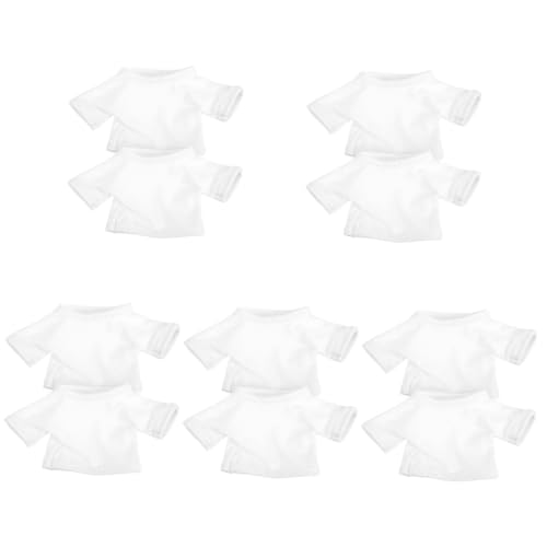 Toyvian 10 STK Puppenkleidung Weiße Kleidung Sommeroutfits für Mädchen Hase Pullover Kleid Mädchen Kleidung bär Puppe dekor Puppendekor Basic Shirt Zubehör Baby Kleinkind Plüschbär Stoff von Toyvian