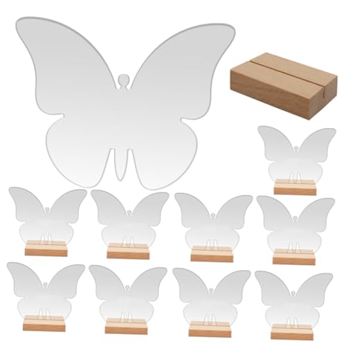 Toyvian 10 Sätze Transparente Acryl Schmetterling Sitzkarten mit Holzsockel Wiederverwendbare Hochzeitstisch-schilder Robuste Acrylglas Platzkarten für Party-dekoration von Toyvian