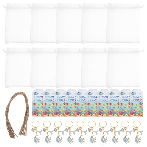 Toyvian 10 Sets Seefisch-Schlüsselanhänger: Seefisch-Meerjungfrauenschwanz-Anhänger, Schlüsselanhänger und Dankesanhänger, Taschenanhänger, Sommer- -Thema, Geburtstag, Goodie-Bag-Füller von Toyvian