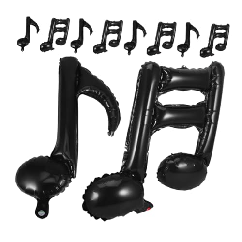 Toyvian 10 Stück Musiknotenballon Pastell klein für luftballons Luftballonpumpe alles zum geburtstag ballonbanner Alles zum Geburtstag mit Musikballons Aluminiumfolie Black von Toyvian