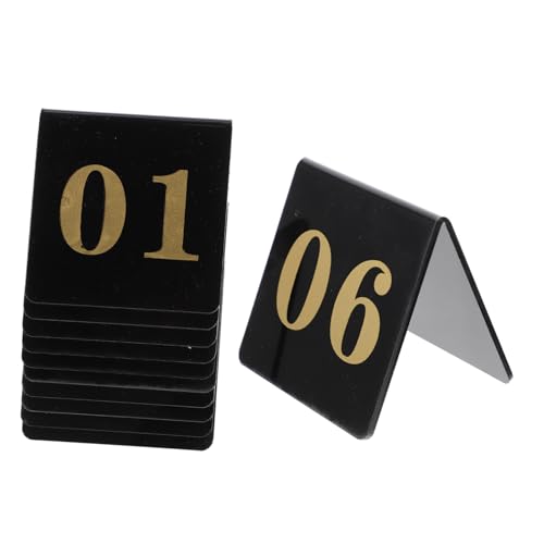 Toyvian 10 Stück Teiliges Acryl Tischnummern Doppelseitig Bedruckt Stabile Hochzeit Tischkarten für Bankette Events Catering Schwarz goldene Zahlen für Einfache Erkennung von Toyvian