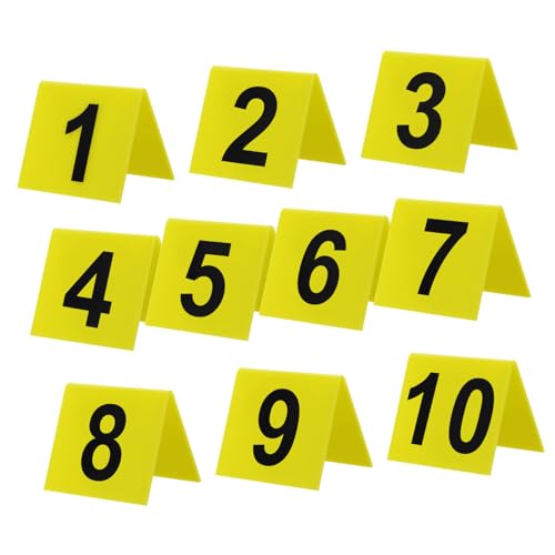 Toyvian 10 Stück Teiliges Doppelseitige Acryl Tischnummern Gelb-schwarz Wiederverwendbare Tischnummern Marker für Restaurant Bankett Feier Veranstaltungsort von Toyvian