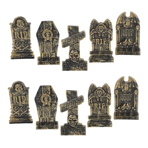 Toyvian 10 Stück Teiliges Halloween Grabstein aus Leichte Realistische Friedhofsdeko mit Horror Atmosphäre Vielseitige Kleine Grabsteine für Gruselige Garten und Partydekorationen von Toyvian