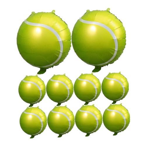 Toyvian 10 Stück Tennisballon Party Sportballballons Tennisball-Ballon groß Spielballon Farbe Geburtstagsversorgung Luftballons für Geburtstagsfeiern Geburtstagsballon Aluminiumfolie Grün von Toyvian
