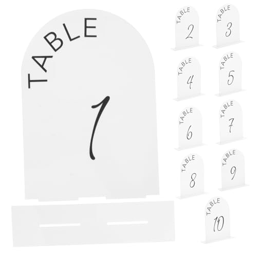 Toyvian 10 Stück Tischschild aus Acryl deko Tischnummer aus Stein Tischbogen Staffelei für Hochzeitsschild Hochzeitsmittelstücke für Tische Tisch Nummer Menü DIY Weiß von Toyvian