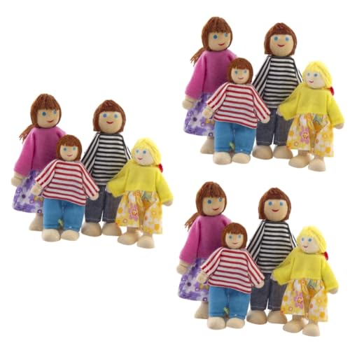 Toyvian Kinderspielzeug 12 STK glückliche Familienpuppen Baby-Babydoll Bilderrahmen für Mama Familienpuppen aus Holz katzenförmig Spielzeug Puppenfamilie hölzern Marionette Kind Bambus von Toyvian