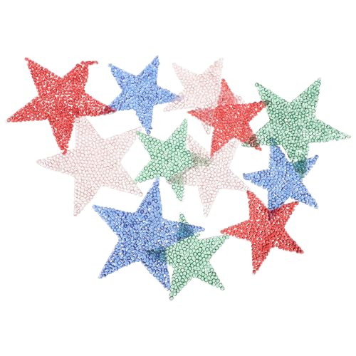 Toyvian 12 Sterne zum Aufbügeln: Strass-Applikationen aus Sternharz – bonbonfarbene Aufnäher zum Aufbügeln für selbstgemachte Kleidung, Schuhe, Taschen, Bastelzubehör von Toyvian