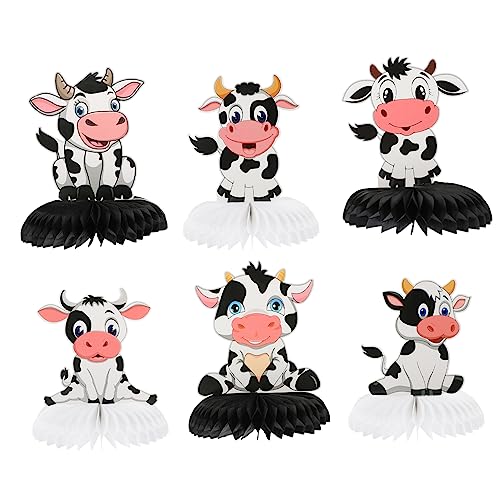 Toyvian 2 Sets Waben-party-mittelstücke Cartoon-kühe Papier-tischdekorationen Waben-verzierungen Für Zuhause Und Das Einkaufszentrum 6 Stück * 2 von Toyvian
