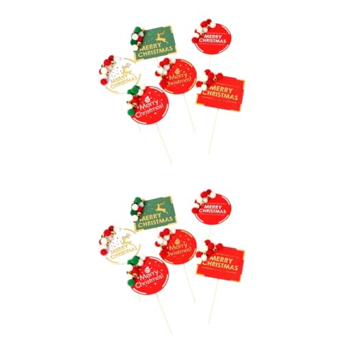 Toyvian 12 Weihnachts-Cupcake-Picks Urlaub Cupcake Topper weihnachtsdeko weihnachts party Cupcake-Topper für Weihnachten Weihnachtskuchen auswählen frisch Zylinder Requisiten von Toyvian