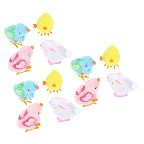 Toyvian 12 Stück Aufzieh Hühnchen-uhrwerk- Tierisches Uhrwerk Aufziehbares Farbiges Aufziehspielzeug Springendes Hühnerspielzeug Plüschstoffe von Toyvian
