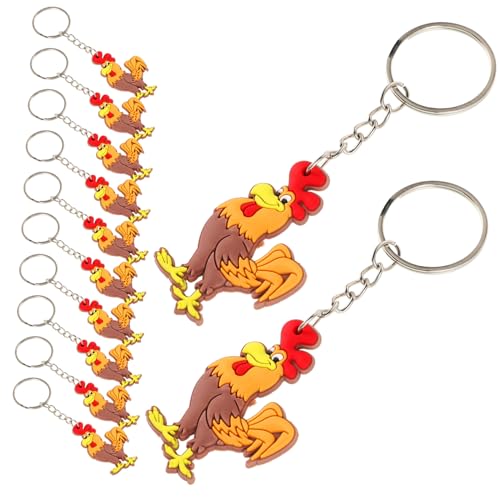 Toyvian 12 Stück Hahn-schlüsselanhänger Cartoon -schlüsselbund Charme-schlüsselanhänger Party Dekorationen Taschenanhänger Favorisieren Tasche Hängende Dekoration Hahn Charme Zinklegierung von Toyvian