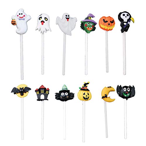 Toyvian 12 Stück Halloween Food Picks, Harz Cupcake Topper für Partyzubehör (Zufällige Farbe) von Toyvian