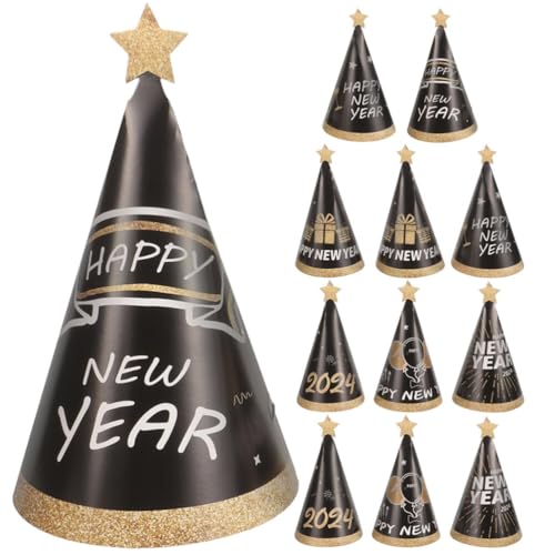 Toyvian 12 Stück Silvester-Partyhüte 2024 -Partyhüte Frohes Neues Jahr Partyhüte Ausgefallener Neujahrshut Silvester-Partyzubehör Dekorationen Gefälligkeiten von Toyvian