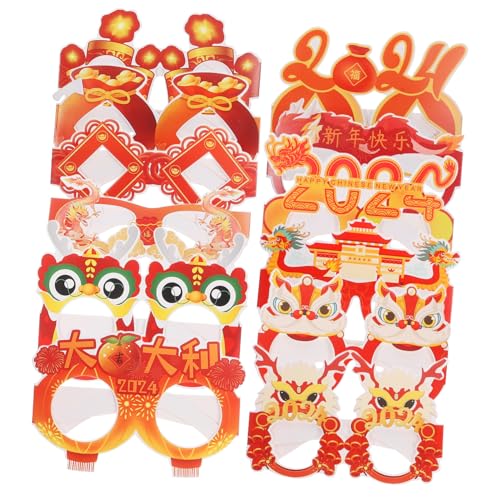 Toyvian 12 Stück Teiliges Partybrillen aus Robustem Papier Leichte Chinesische Neujahrsbrillen mit Frohes Neues Jahr Druck Vielseitig für Erwachsene für Drachenjahr und Bühnenauftritte von Toyvian