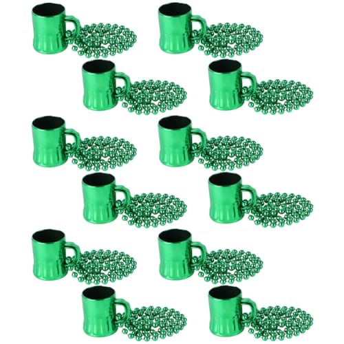 Toyvian Irischer Anhänger 12St. Patricks Day Bierkrug Perlenketten Schnapsglas Grüne Perlenkette Für St. Patrick's Day Patricks Day Partyzubehör Parade-Kostüm Foto-Requisite von Toyvian