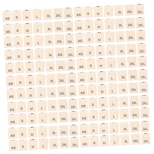 Toyvian 1400 Stück Baumwoll Größenetiketten zum Aufnähen Bestickte Kleidungsgrößenlabels Beige Weiche Stoffgrößenmarken für Vielseitige Textilien Langlebige Druckqualität für von Toyvian