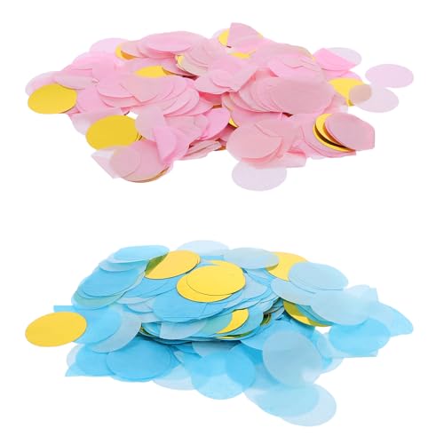 Toyvian 16 Beutel Konfetti-Dekorationen zur Enthüllung des Geschlechts des Babys: Rundes Konfetti in Rosa und Blau für die Babyparty, einfache Reinigung, Tischdekoration zur Enthüllung des von Toyvian