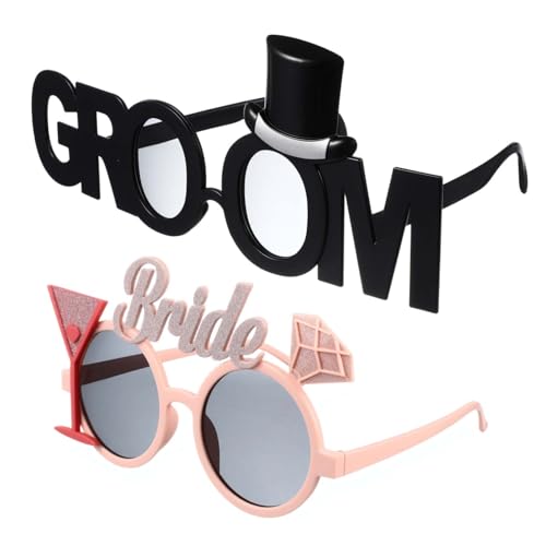 Toyvian 2 Stück Braut Bräutigam-brillen Hochzeit Junggesellenabschied Fotorequisiten Party Zubehör Bunte Fotoaccessoires für Unvergessliche Feiern von Toyvian