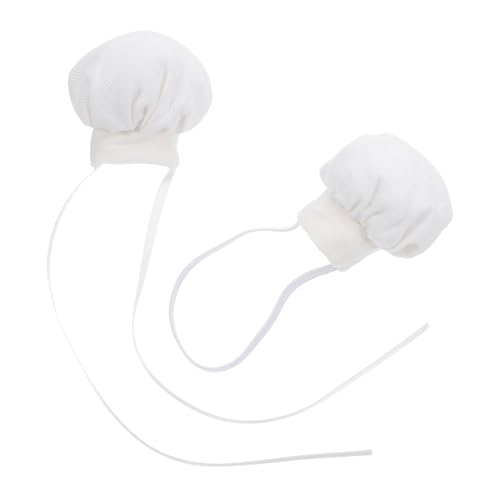 Toyvian 2 Stück Mini Kochmützen für Puppen Plüsch Kochhüte mit Elastischem Band Schleife Weiße Dekorative Puppenhüte für Stofftiere Küchen Rollenspiel Zubehör von Toyvian