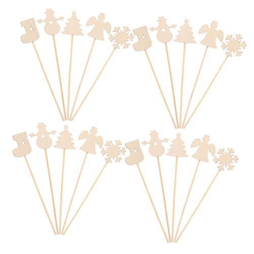 Toyvian 20stücke Unbehandelter Holz-feenstab DIY-malspielzeug Partygeschenk Für Junge Mädchen Schneemann Und Weihnachtsmotiv Kreativitäts Und Rollenspielzubehör von Toyvian